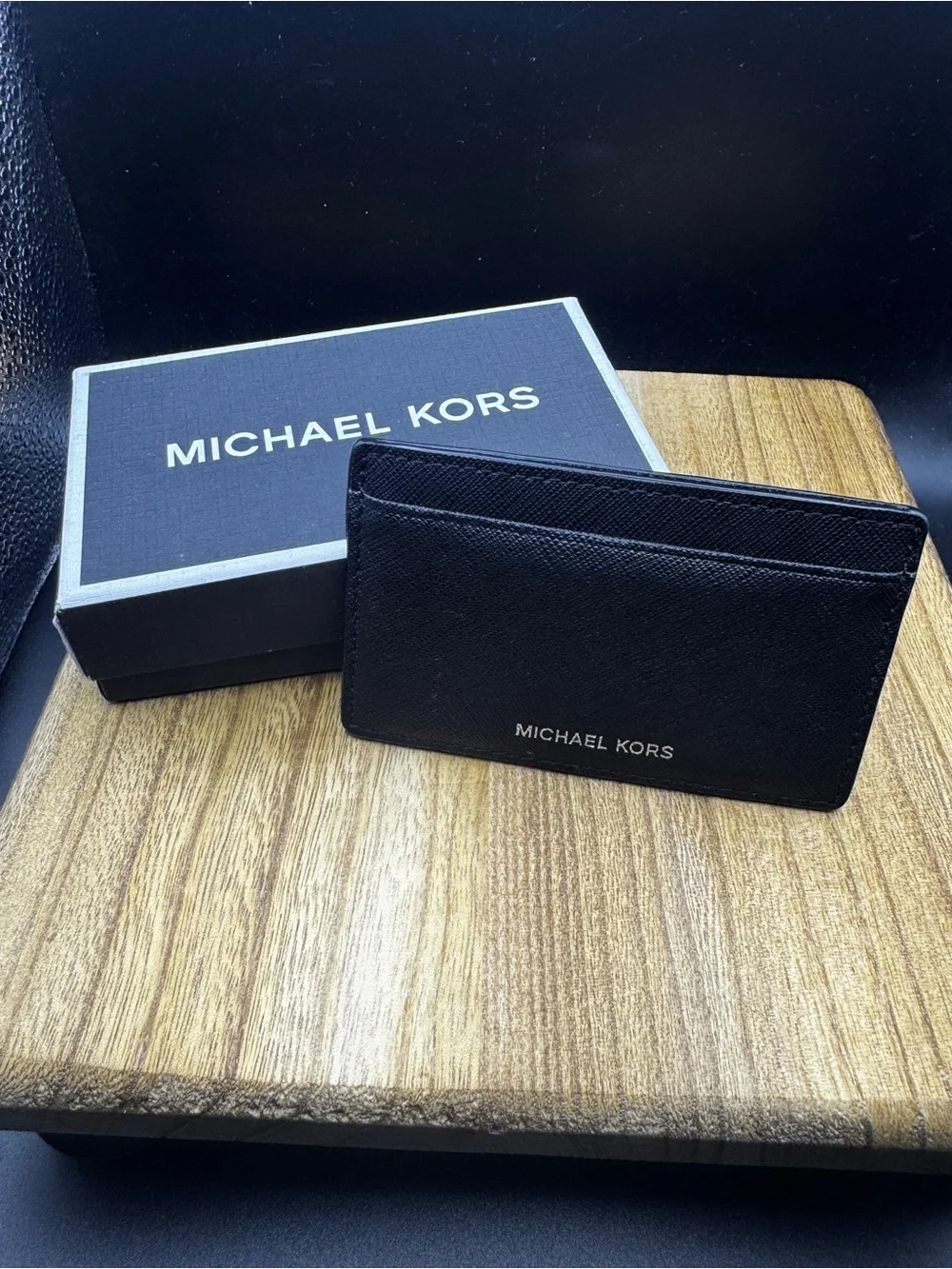 Michael Kors Black Saffiano Leather Slim Card Case w/Box